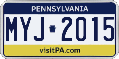PA license plate MYJ2015