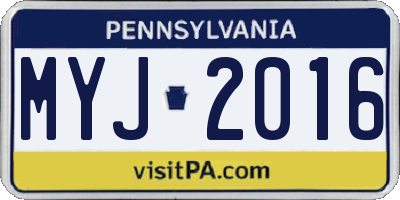 PA license plate MYJ2016