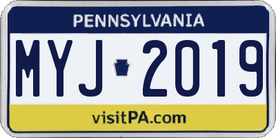 PA license plate MYJ2019