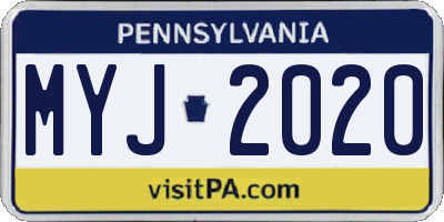PA license plate MYJ2020