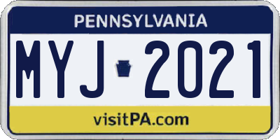 PA license plate MYJ2021