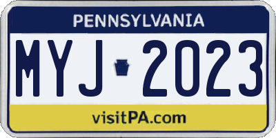 PA license plate MYJ2023
