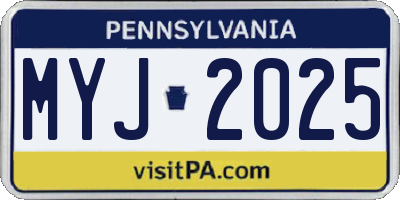 PA license plate MYJ2025