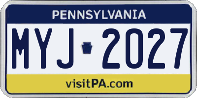 PA license plate MYJ2027