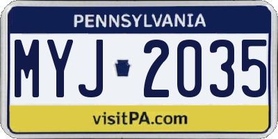 PA license plate MYJ2035
