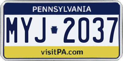 PA license plate MYJ2037