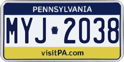 PA license plate MYJ2038