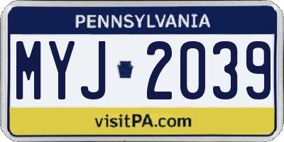 PA license plate MYJ2039