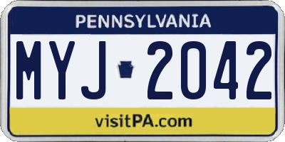 PA license plate MYJ2042