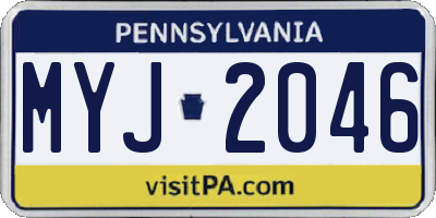 PA license plate MYJ2046