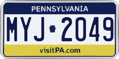 PA license plate MYJ2049
