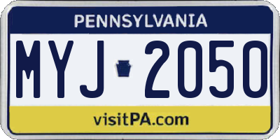 PA license plate MYJ2050