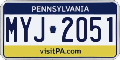 PA license plate MYJ2051