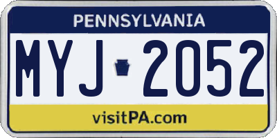 PA license plate MYJ2052