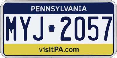 PA license plate MYJ2057