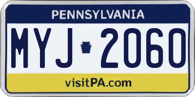PA license plate MYJ2060