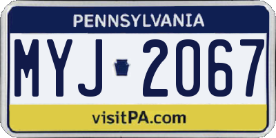 PA license plate MYJ2067