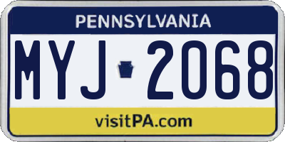 PA license plate MYJ2068