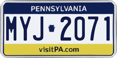 PA license plate MYJ2071