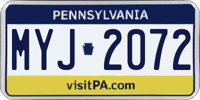 PA license plate MYJ2072