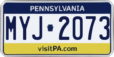 PA license plate MYJ2073