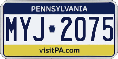 PA license plate MYJ2075