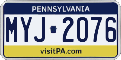 PA license plate MYJ2076