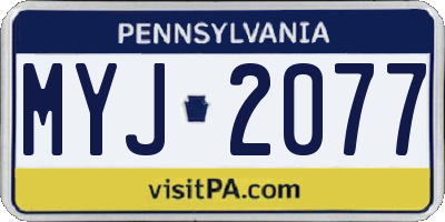 PA license plate MYJ2077
