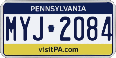 PA license plate MYJ2084