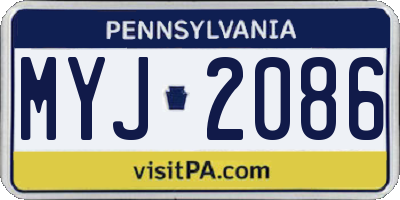 PA license plate MYJ2086