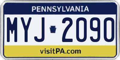 PA license plate MYJ2090