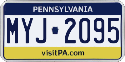 PA license plate MYJ2095