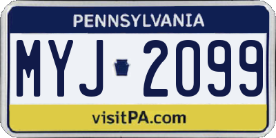 PA license plate MYJ2099