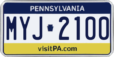 PA license plate MYJ2100