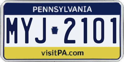 PA license plate MYJ2101