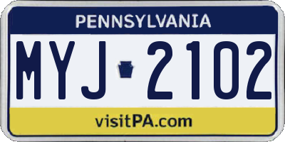 PA license plate MYJ2102