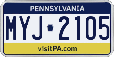 PA license plate MYJ2105