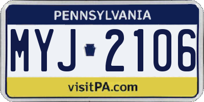 PA license plate MYJ2106
