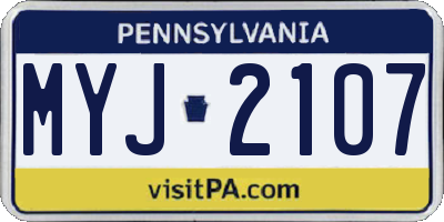PA license plate MYJ2107