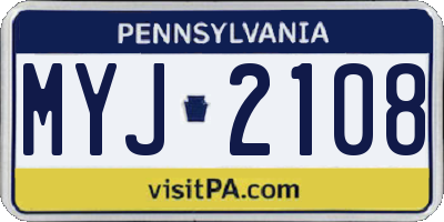 PA license plate MYJ2108
