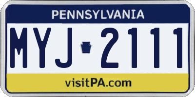PA license plate MYJ2111