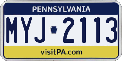 PA license plate MYJ2113
