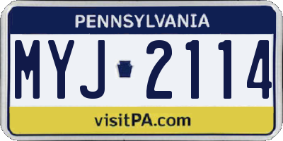 PA license plate MYJ2114