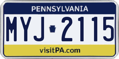 PA license plate MYJ2115