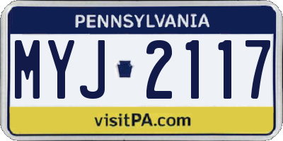 PA license plate MYJ2117