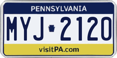 PA license plate MYJ2120