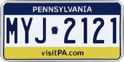 PA license plate MYJ2121