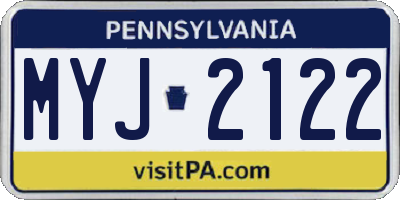 PA license plate MYJ2122