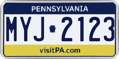 PA license plate MYJ2123