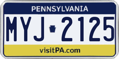PA license plate MYJ2125